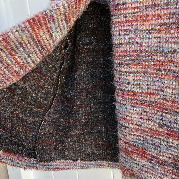 Piazza Italia Italy Sweater Single Button Cape Striped Knit Metallic Small - Picture 5 of 8